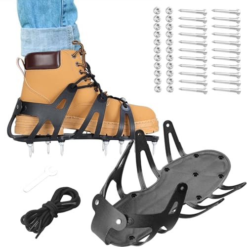 Zapatos aireadores para césped, zapatos aireadores de jardín con 22 picos de acero, herramientas de jardinería ligeras para aflojar el suelo, cultivar, hogar, patio, granja, patio, caminata