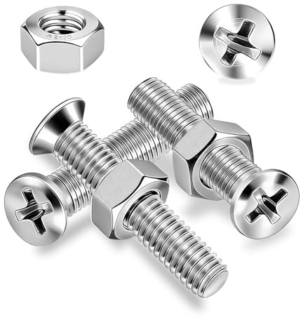 Ezitruz Viti a Testa Piatta in Acciaio Inossidabile M5x50 mm, 40 Pezzi Viti a Testa Svasata e Dadi Croce Bullone Filettatura Completa per la Riparazione della Sedia