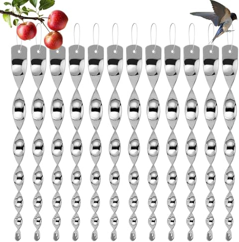 xolear 12 Pièces Répulsif d'oiseaux Réfléchissant, 30cm avec Corde, Convient pour Lutte Contre Les Oiseaux, Idéale pour Protéger Fleurs, Jardins, Maisons, Patios et Terrasses