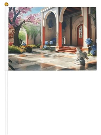 Mini illuminazione dinamica durante la stagione dei fiori di ciliegio bandiere su bastone - 14 x 20,8 cm piccole bandiere USA per esterni, decorazioni 4 luglio, decorazione patriottica, asta per