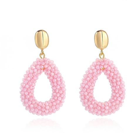 Boho Ohrringe hängend für Damen,Tropfenförmige Reisperlen Leichte Ohrringe Eleganter Hingucker für Frauen Modischer Schmuck
