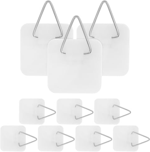 SEWOART Lot de 20 Crochets Muraux Adhésifs Invisibles pour Cadres Photo et Assiettes, Supports sans Perçage 3,2 Cm, Plastique Blanc, Fixation Murale sans Trace pour Décoration Intérieure