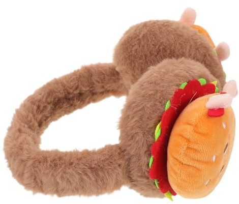 MOBUTOFU Cache-oreilles Duveteux en Peluche Forme Hamburger pour Femmes et Garçon et Filles, Serrage-tête Doux et Confortable, pour Activités Hivernales Extérieures