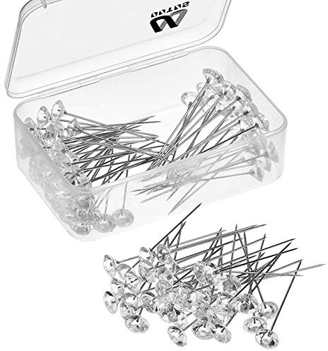 Outus 2 Zoll Pins Blumenstifte Korsagen Pin Hochzeit Strauß Nadeln Corsage Pins Kristall Diamant transparent, 100 Stück