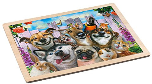 Philos 9001 - Holz-Rahmenpuzzle Pets Selfie 48 Teile