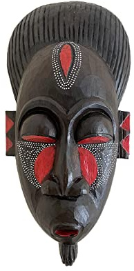 OMA African Mask Wall Hanging Decor Good Luck Protection Tiki Tribal Wooden Mask Hand Crafted African Home Decor Gift