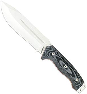 Cudeman Cuchillo 126-M-K Spartan hoja de acero inoxidable ACX-380 de 16 cm empuñadura de micarta negra de 14 cm, funda de kydex para caza, pesca, supervivencia y bushcraft + Portabotellas regalo