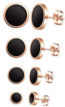 Feilok 4/12 paar Edelstahl Herren Ohrstecker Creolen Tunnel Ohrringe für Damen Fakeplug Fake Plug Ohrringe Herren Pierced Earrings 6 8 10 12mm Stud Earrings Set