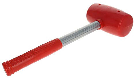 Utoolmart - Mazo de metal ligero con cara de goma roja para madera, joyería y manualidades, 1 pieza