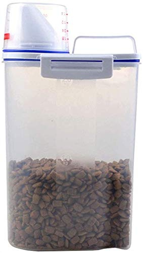 Welinks Boîte de rangement hermétique pour aliments pour animaux domestiques avec gobelet à mesurer, bec verseur et boucles d'étanchéité 2,5 l