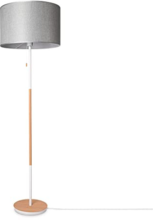 Paco Home Stehlampe Wohnzimmer Stoffschirmlampe Standleuchte Textil Schirm E27 Leselampe Skandi Büro Mit Stecker Uni Holzoptik