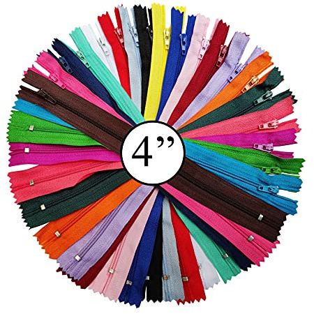 KGS Nylon-Reißverschluss zum Nähen und Basteln | Mehrfarbige Reißverschlüsse für Taschen, Beutel, Röcke, Kleider (20 Farben (40 Stück), 10 CM / 4 Zoll)
