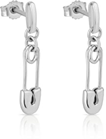 NKlaus Ohrstecker Sicherheitsnadel aus 925 Silber, rhodiniert, 2 Stück | Breite: 5,5mm; Stärke: 3mm; Länge: 25mm; Damen