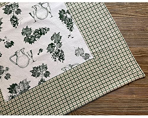 Tovaglia ELENI verde con stampa d'uva – Grande tessuto tovaglia in stile rustico, 70 x 70 cm, decorazione da tavolo quadrata – Centrotavola lavabile in 100% cotone come decorazione moderna tavolo da