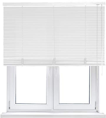 VIEWTEX | Persiana Veneciana de Aluminio 25mm Color Blanco - 100x175 cm | Cordón y Bastón para Ajuste de Luz | Instalación en Pared o Techo | Fabricado en España | Garantía 5 Años