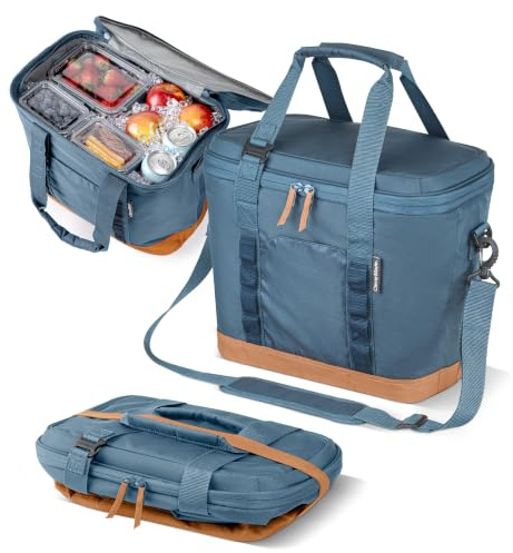 CleverMade Pacifica Collapsible Cooler Bag – Medium Portable Cooler Bag for Travel, Foldable Insulated Cooler for Beach, Picnic & Road Trips, Holds Up to 30 Cans, Leakproof Soft Carry Cooler - Ocean