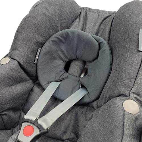 BAMBINIWELT Kopfstütze KOPFPOLSTER Kopfkissen für Babyschale kompatibel mit Maxi-Cosi Pebble und Pebble Plus (Baumwolle dunkelgrau)