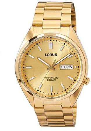 Seiko Män analog automatisk klocka med metallarmband RL498AX9, Guld
