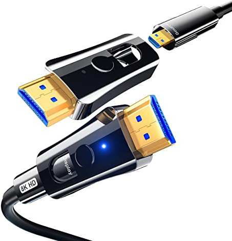 DGHUMEN 8K Glasfaserkabel HDMI 2.1 Kabel in der Wand 15meter 8K@60Hz 4K@120Hz Ultra High Speed 48Gbps Abnehmbares Micro HDMI,Dynamic HDR eARC Dolby Atmos für Monitor Spielkonsole Projektor TV