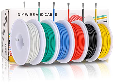 Coomoors 20 AWG Silikon Elektrokabel Set, 6 Farben 4m, Flexibel DIY-Set | 0,5mm² Querschnitt, Perfekt für LED-Beleuchtung, Lüfter, Kleinmotoren und 12V – Mehr Leistung als 22-24 AWG, Verlustarm