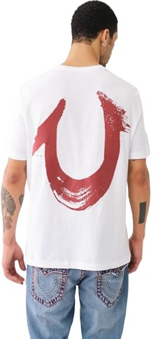 True Religion Men's Relaxed Nu Brush Tee, Optic White, XL
