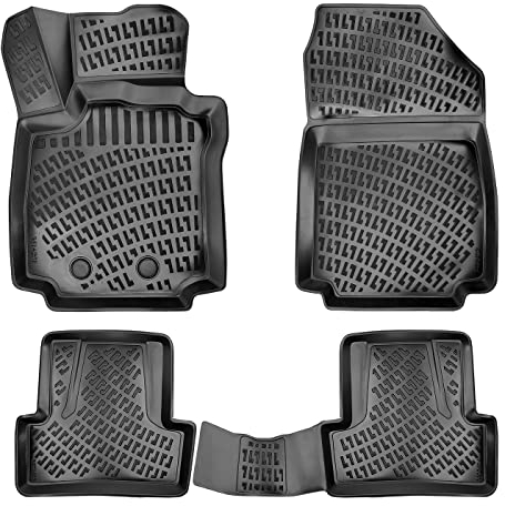 fussmattenprofi.com Fußmatten für Renault Clio 3 2005-2012 – Maßgeschneiderte Allwetter Gummimatten mit Carbonfaser-Optik, Hochrand TPE Autofussmatten, Wasserdicht & Geruchslos