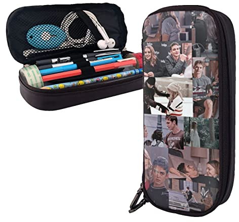 Hero Fiennes-Tiffin Trousse à crayons en cuir avec compartiments Grande pochette de rangement pour bureau collège, couleur, 5.0cm*10.5cm*20.5cm, trousse à crayons