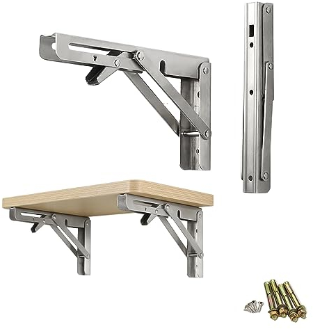 LAIDEPA 2-Teilige Klappbare Regalhalterungen - Hochleistungs-Metall-Klappregalhalterung Für Banktisch, Platzsparende DIY-Halterung,350mm
