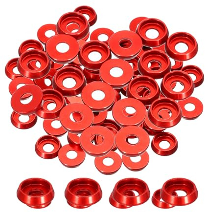 QUARKZMAN M3 Kegelbecher Senkscheiben, Lochdurchmesser 3mm/0,12, Aluminium-Dichtungen Kegelkopf Unterlegscheibe für Schraube RC/FPV/PC/Drone/Mechanische mit 20 (Rot)