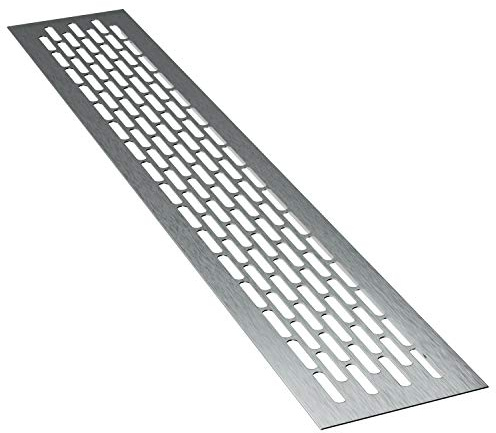 sossai® Rejillas de ventilación de aluminio - Alucratis (1 pieza) | Rectangular - dimensiones: 80 x 8 cm | Color: inox | rejilla de aire