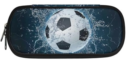 Poceacles Federmäppchen für Jungen und Mädchen, großes Fassungsvermögen, Stiftemäppchen, Büro-Organizer, einfaches multifunktionales Federmäppchen, Wasserfußball, Einheitsgröße, Federmäppchen