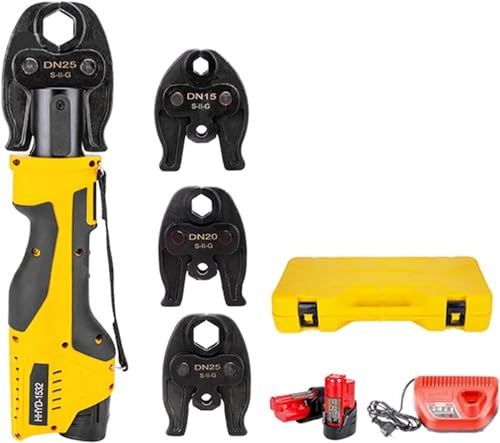 Strumento per crimpare tubi idraulici Pinza per tubi elettrici in rame senza fili, Crimpatrice per tubi idraulici anche con 3 ganasce e luce a LED, Strumento per crimpare tubi idraulici in r