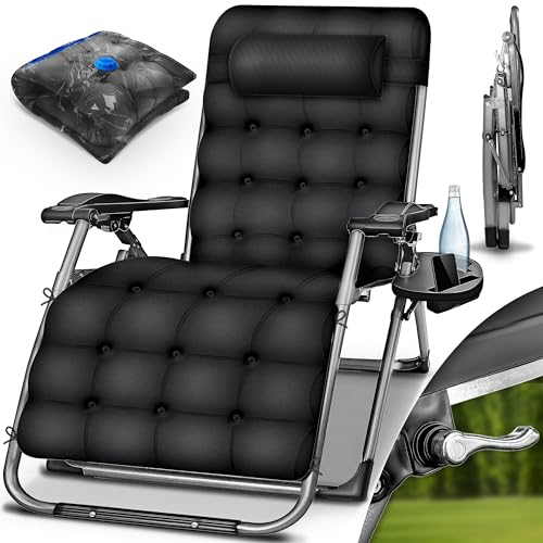 tillvex® Liegestuhl klappbar bis 200kg | Sonnenliege Gartenliege wetterfest Balkon, Garten & Terrasse | Outdoor Liege verstellbar mit dickem Polster | Relaxliege Nackenkissen