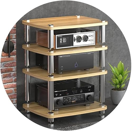HiFi-Audioschrank, Plattenspieler-MDF-Ständer - 1/2/3/4-lagiger HiFi-Ständer, mit stoßdämpfenden Füßen, Leistungsverstärker-Ablage, für Geräteschrank