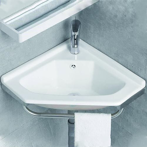 Cucina lavello completo,lavatoio ceramica,lavatoio ceramica,lavandino da esterno giardino,Di piccole dimensioni, con rubinetto e valvola ad angolo caldo e freddo, adatto per cucina, banco da lavoro, e