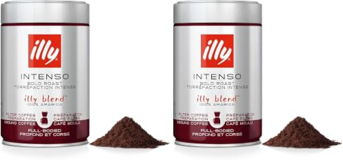illy, Café Moulu Filtre Goût intense | 100% Arabica - boîte de 250g (1,5kg) (Lot de 2)