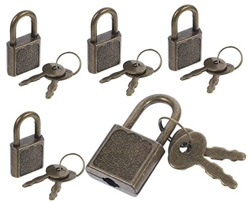 Alasum 5 Sets Locks Keys Antique Style Boys and Girls Treasure Chest Locks Keys Plastic Reusable Sealing for Toy Boxes