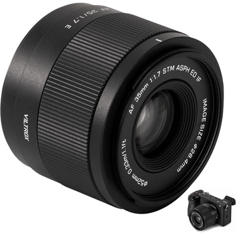 VILTROX 35mm F1.7 E Mount APS-C Autofocus Objectif,AF 35mm f/1.7 E Objectif à Focale Fixe avec Grande Ouverture pour Sony FX3 A7C A7RII A7SII A7II A7RIII A7IV A7RIV A9 A1 ZVE1 A93 A6700 A6600 A6500