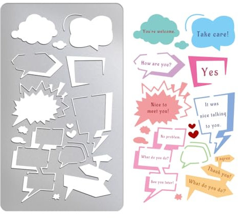 UNICRAFTALE Metallschablone Dialogbox Schablonen für Journaling Mix geformte Schablonen Edelstahl Vorlagen Metall Zeichenschablonen für DIY Malerei Scrapbooking Papier Karte Fotoalbum