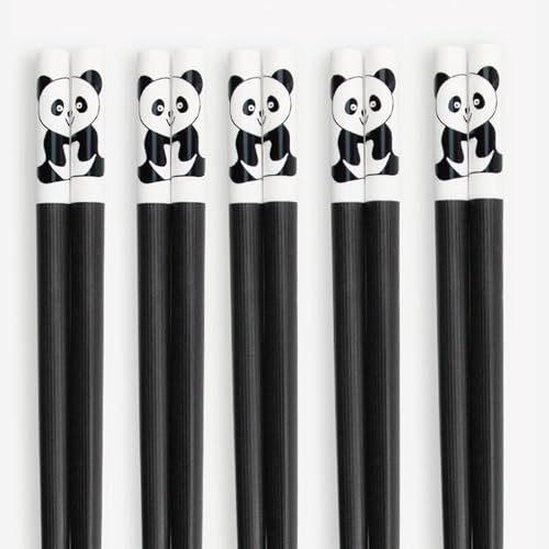 Bevande Cinesi Per Mangiare - Bacchette Cinesi Insieme, Copstick Impostato Panda Con Trasportatore Armignato | 2 Paia Da 9,4 Pollici Di Legno A Coste In Bacchetta In Legno Alata Di Legno