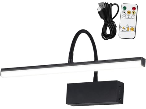 Duroecsain Luz de imagen, luces de pared para imágenes, Cable de imagen Luz recargable con control remoto, 3 modos de color, lámpara LED regulable con temporizador para fotos, pinturas,