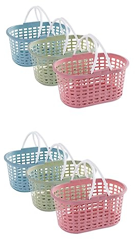 DRESSOOS 6 Pezzi Cesto Portaoggetti Portatile Per Bottiglie, Bagno, Pulizia, Doccia, Cestino In Plastica Con Manico, Organizer Per College, Essenziale, Borsa In Plastica Con Manico