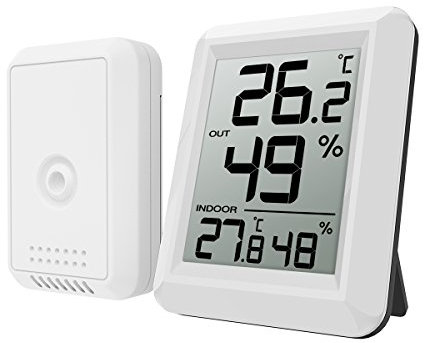 Brifit Thermometer Hygrometer, Thermometer Innen Außen mit Außensensor, Gut Ablesbare LCD-Display, ℃/℉ Schalter, Praktisch Außenthermometer und Raumthermometer für Büro, Wohnzimmer oder sonstwo
