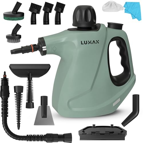 LUMAN 16 in 1 Dampfreiniger C3 - Steam Lock Funktion - Handdampfreiniger - Handdampfreiniger - Fleckenreiniger - Teppichreiniger - Inkl. Aufbewahrungstasche und 16 Aufsätzen - 1050 Watt - 450 ML