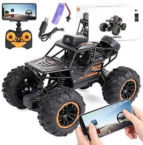 QIYHBVR Ferngesteuertes Auto Mit Kamera WiFi 720P HD FPV-Kamera, 2,4 GHz Maßstab 1:18 Offroad-Fernsteuerungs-LKW Monstertrucks Für Jungen 8-12 Geschenk Für Kinder