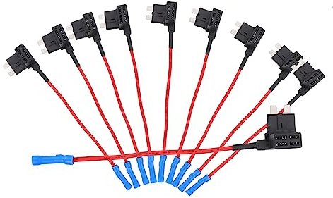 Amosfun 10 piezas Portafusibles Inline para Vehículos Soporte de Fusibles Automotriz de Alta Resistencia Eléctricas para Coche Furgoneta y Cable de Awg Resistente