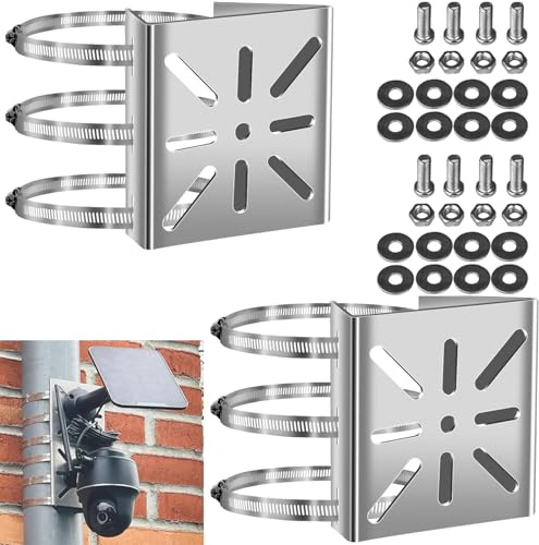 2 Soportes Universales Para MáStiles Para CáMaras de Vigilancia, Soporte Vertical de Acero Inoxidable Con Tornillos Y 3 Abrazaderas Ajustables, Soporte Para CáMaras CCTV, CáMaras IP, Paneles Solares
