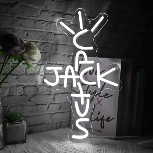 Jack Cactus LED Neon Signs Cowboy Hat Neon Wall Art Lamps Dimmable Acrylic Lights for Bedroom Man Cave Bar Pub Wedding Party Wall Decor