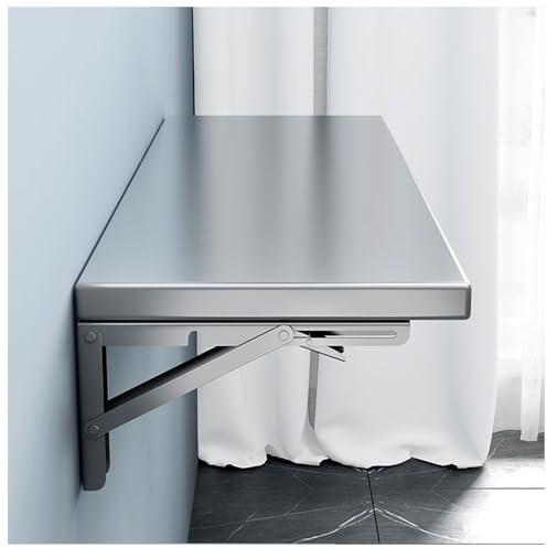 Tavolo da pranzo pieghevole da parete, in acciaio inox, per interni ed esterni, 100 x 30 cm, salvaspazio, durevole, design in acciaio inox 304, elegante finitura argento