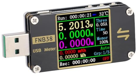 FUBESK USB-Tester für QC4+ PD30 Schnellladeprotokoll, 144-Zoll-Farbbildschirm mit USB-A, Typ-C und -USB-Schnittstellen, Spannungsstrommesser für Powerbanks und Ladegeräte